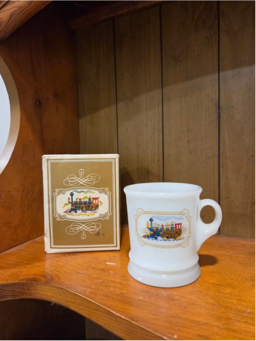 Vintage Avon Iron Horse Shaving Milk Glass Mug